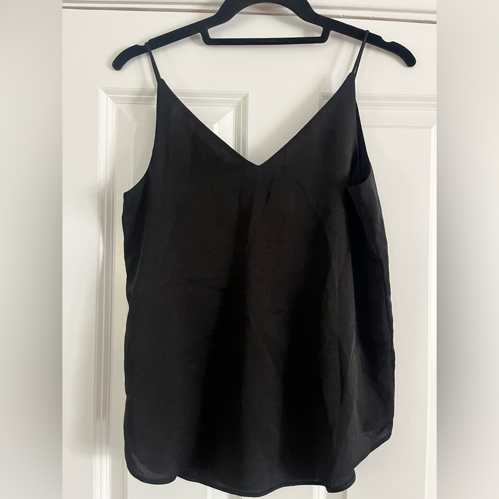 Black satin blouse tank